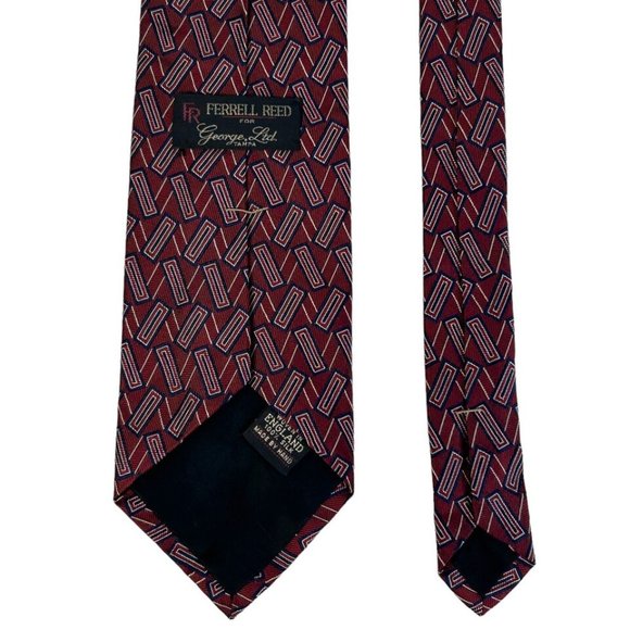 FR Ferrell Reed Burgundy 100% Silk Mens Tie 3.75"x58" Classic Designer‎ Necktie - Picture 4 of 10